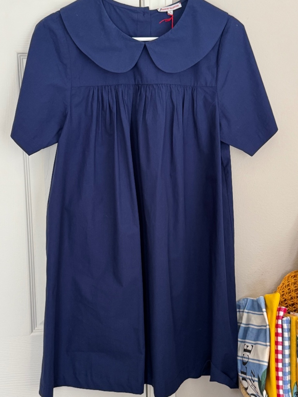 NWT FRANCES VALENTINE ANABELLE OVERSIZED PETER PAN COLLAR DRESS - DARK BLUE